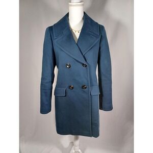 Ann Taylor Coat Womens Small Blue Wool Pea Coat Double Breasted Button Lined
